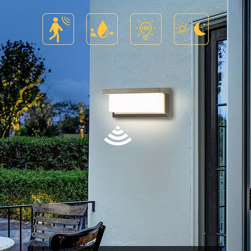 Brilagi - LED Applique da esterno con sensore BRICKY LED/12W/230V grigio IP54