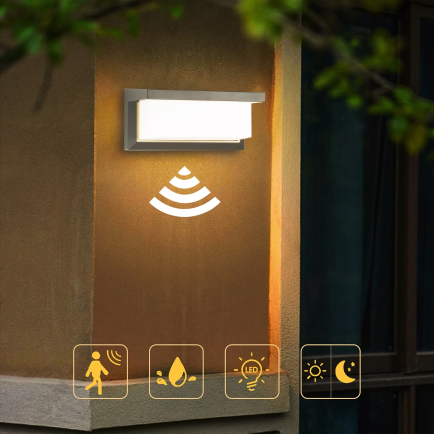 Brilagi - LED Applique da esterno con sensore BRICKY LED/12W/230V grigio IP54