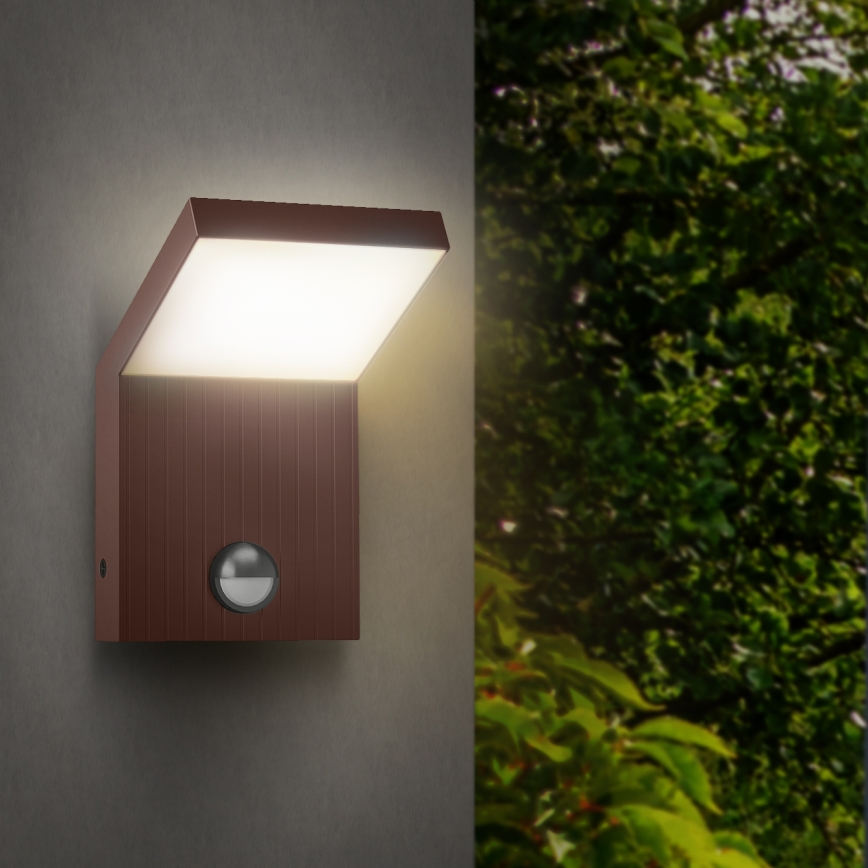BRILAGI - Applique da esterno a LED con sensore RIANO LED/8W/230V marrone IP65