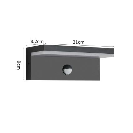 Brilagi - Lampada da parete LED per esterni con sensore TESSI LED/10W/230V nero IP54