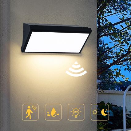 Brilagi - LED Applique da esterno con sensore TRIANGLE LED/20W/230V nero IP65