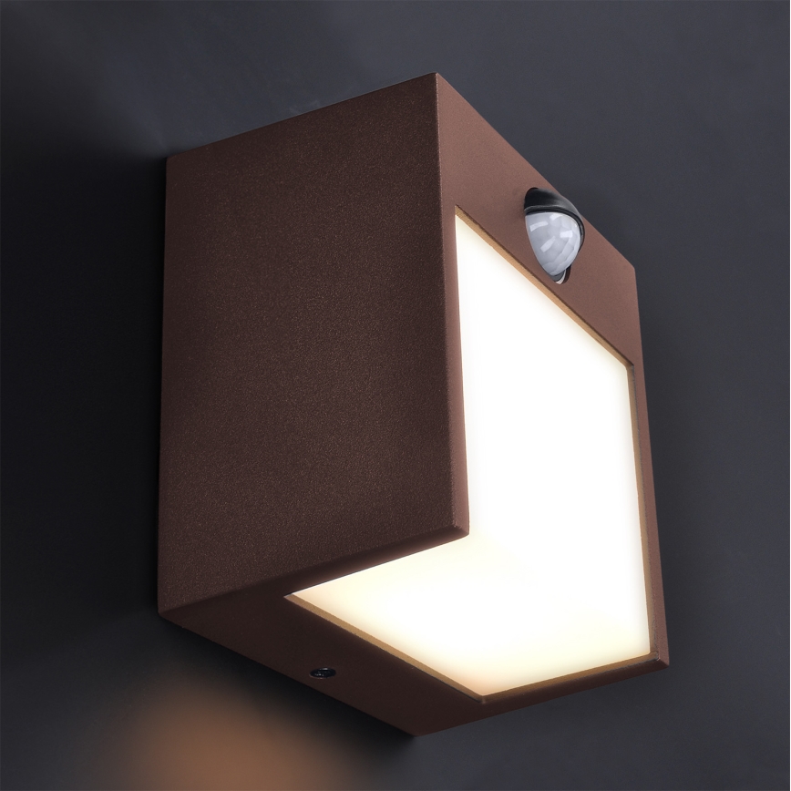 Brilagi - Applique murale LED extérieure avec capteur TERNI LED/12W/230V marron IP44