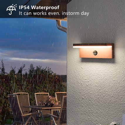 Brilagi - Applique murale d'extérieur LED avec détecteur TESSI LED/10W/230V marron IP54