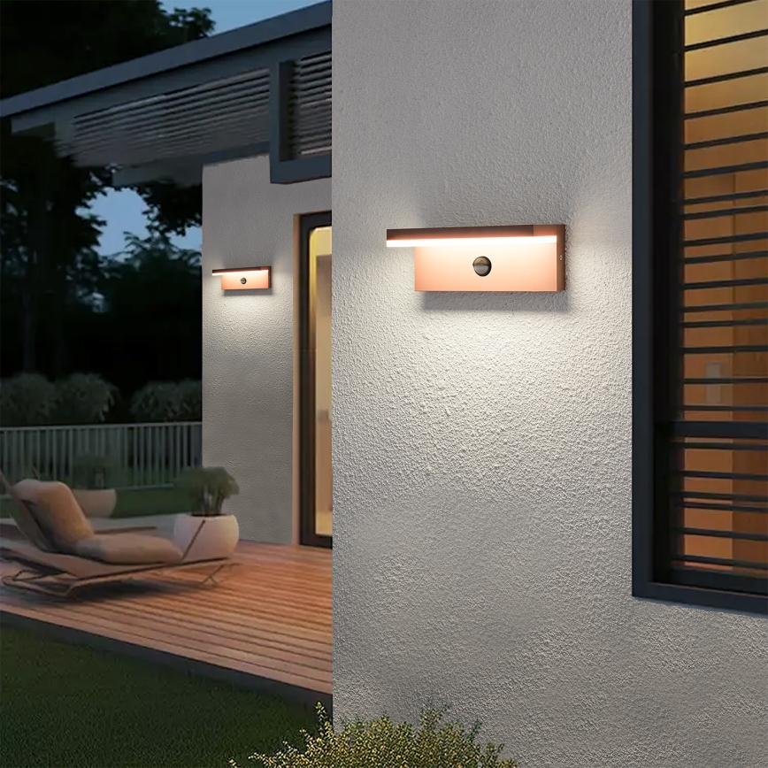 Brilagi - Applique murale d'extérieur LED avec détecteur TESSI LED/10W/230V marron IP54