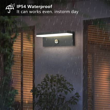Brilagi - Applique murale extérieure avec détecteur TESSI LED/10W/230V anthracite IP54