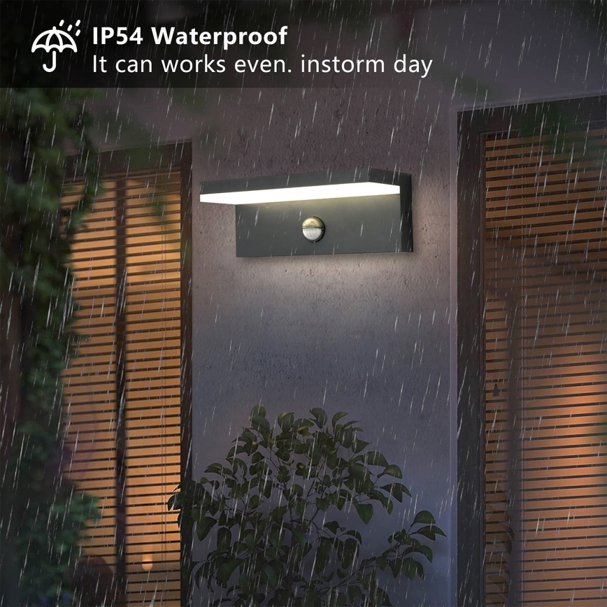 Brilagi - Applique murale extérieure avec détecteur TESSI LED/10W/230V anthracite IP54