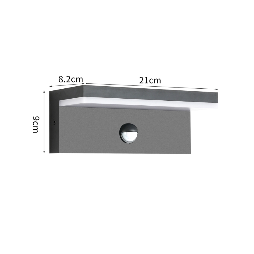 Brilagi - Applique murale extérieure avec détecteur TESSI LED/10W/230V anthracite IP54