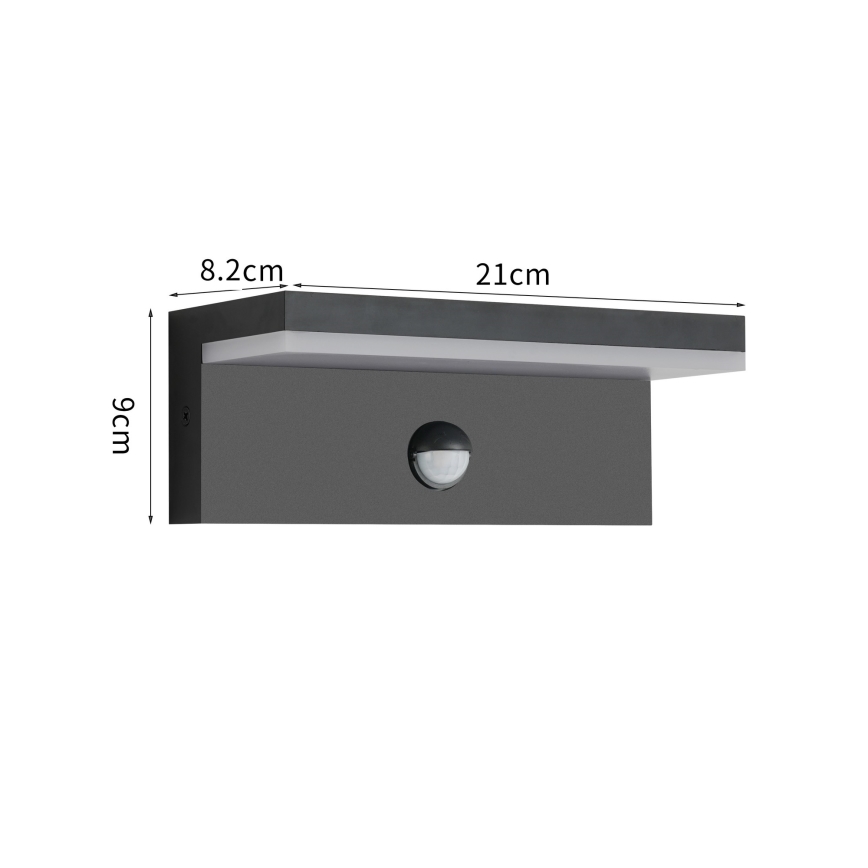 Brilagi - Applique murale d'extérieur LED avec détecteur TESSI LED/10W/230V noire IP54
