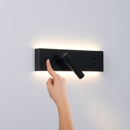 Brilagi - Spot mural LED avec port USB NOCTIS LED/3W/230V + LED/9W noir