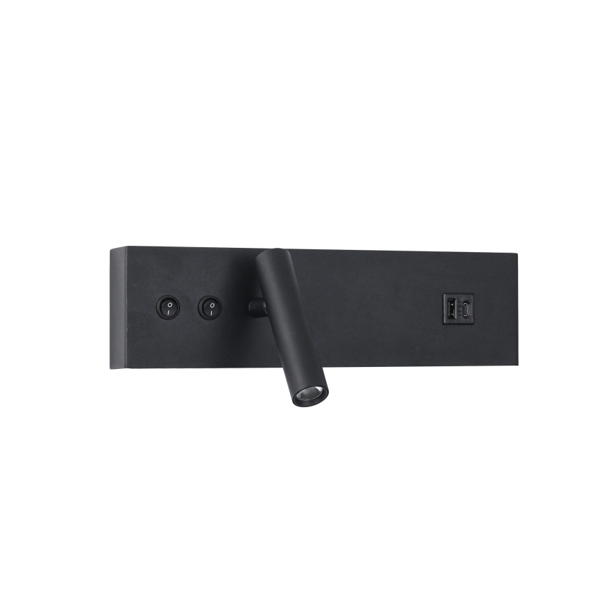 Brilagi - Spot mural LED avec port USB NOCTIS LED/3W/230V + LED/9W noir
