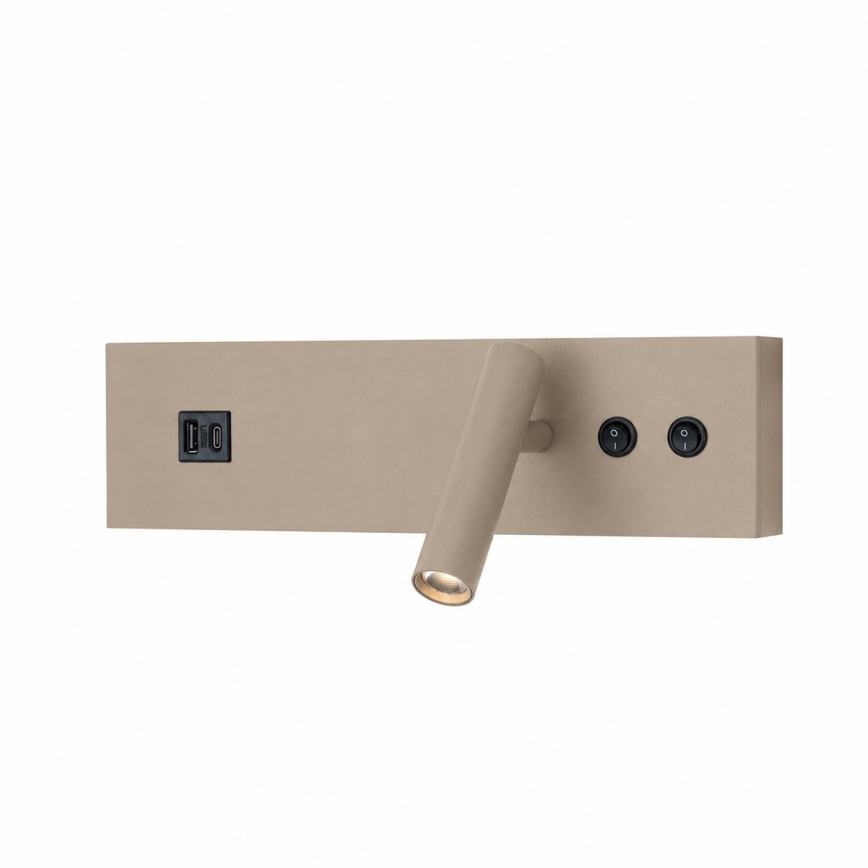 BRILAGI - Applique murale spot LED NOCTIS avec port USB, LED/3W/230V + LED/9W, beige