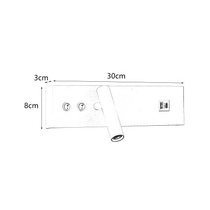Brilagi - Spot mural LED avec port USB NOCTIS LED/3W/230V + LED/9W blanc