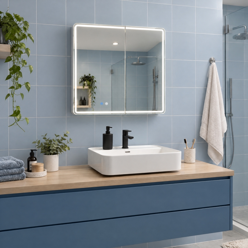 BRILAGI - LED armadietto da bagno con retroilluminazione NOTO DOUBLE 77x70 cm