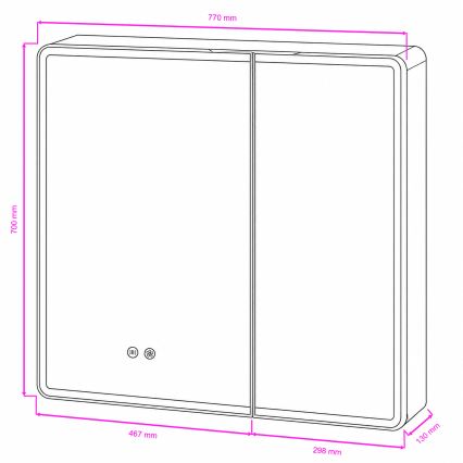 BRILAGI - LED armadietto da bagno con retroilluminazione NOTO DOUBLE 77x70 cm