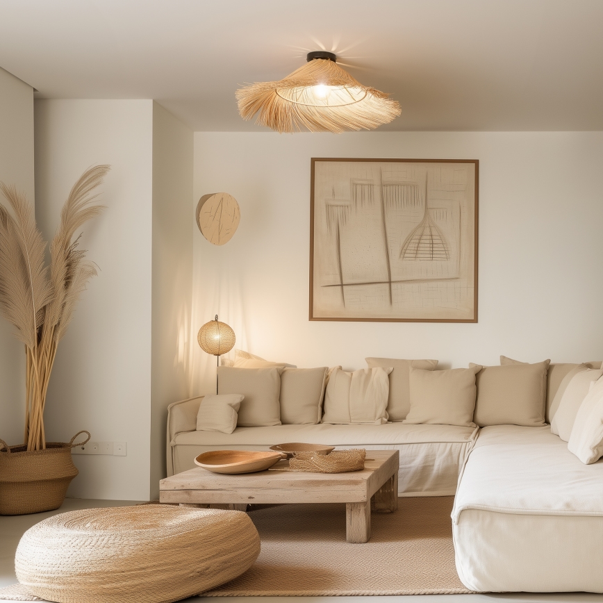 Brilagi - LED-Aufbau-Deckenleuchte CERIA BOHO 1xE27/40W/230V Ø 100 cm Rattan