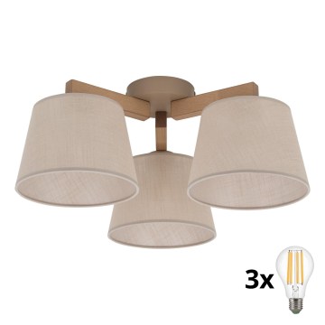 BRILAGI - LED-Aufbau-Deckenleuchte LATTE SABIA 3xE27/15W/230V Kiefer/beige