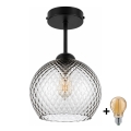 BRILAGI - LED-Aufbau-Deckenleuchte RETRO GLASS 1xE27/60W/230V Ø 25 cm schwarz/rauchgrau