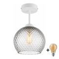 BRILAGI - LED Aufbau-Deckenleuchte RETRO GLASS 1xE27/60W/230V Ø 25 cm weiß/rauchgrau
