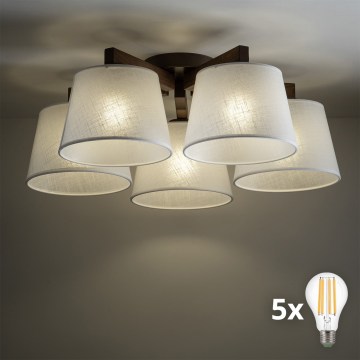 BRILAGI - LED-Aufbau-Kronleuchter LATTE 5xE27/15W/230V Kiefer/weiß
