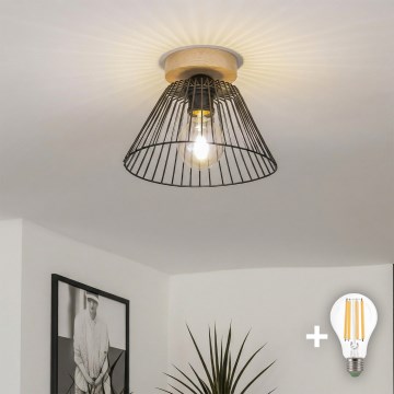 Brilagi - LED-Aufbauleuchte CERIA WIRE 1xE27/40W/230V, Ø 30 cm, schwarz/Eiche