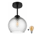 BRILAGI - LED-Aufbauleuchte RETRO GLASS 1xE27/60W/230V Ø 18 cm schwarz/rauchgrau