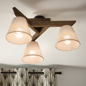 Brilagi - LED Aufgesetzte Deckenleuchte ANTHONY 3xE14/40W/230V Eiche Nussbaum/beige