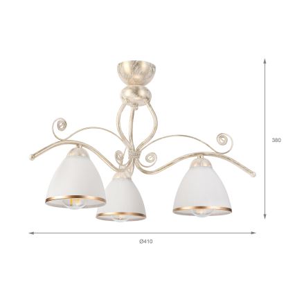 Brilagi - LED Aufgesetzte Deckenleuchte ANTICO 3xE27/60W/230V 3000K weiße Patina