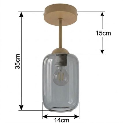 BRILAGI - LED Aufputz-Deckenleuchte RETRO GLASS 1xE27/60W/230V Ø 14 cm beige/rauchgrau
