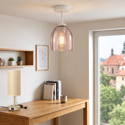 BRILAGI - LED Aufputz-Deckenleuchte RETRO GLASS 1xE27/60W/230V Ø 17 cm weiß/rauchbeige