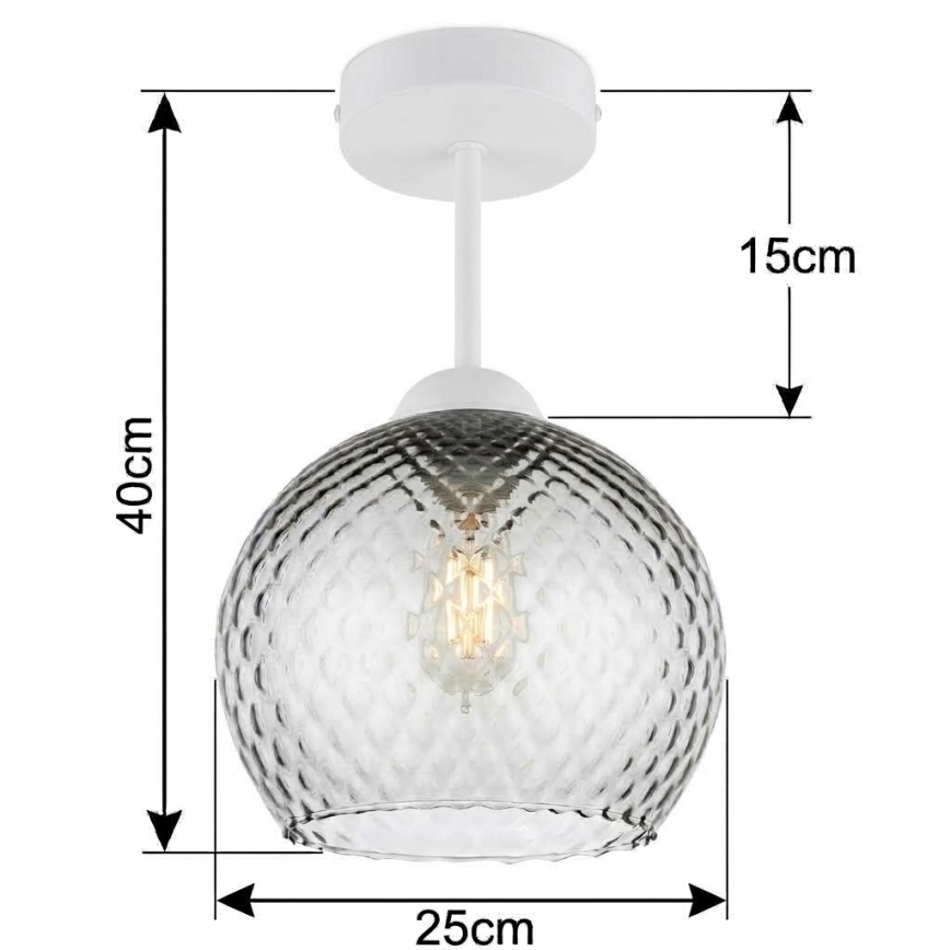 BRILAGI - LED Aufbau-Deckenleuchte RETRO GLASS 1xE27/60W/230V Ø 25 cm weiß/rauchgrau