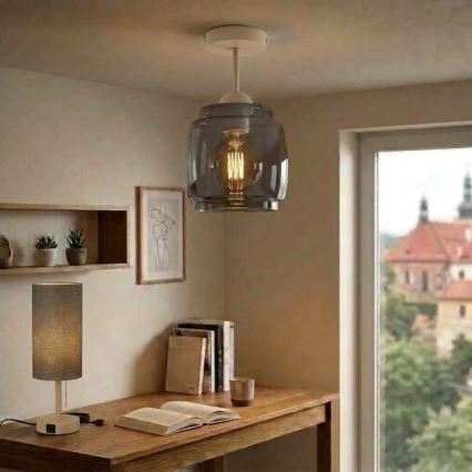 BRILAGI - LED-Aufbau-Deckenleuchte RETRO GLASS 1xE27/60W/230V Ø 26 cm beige/rauchgrau