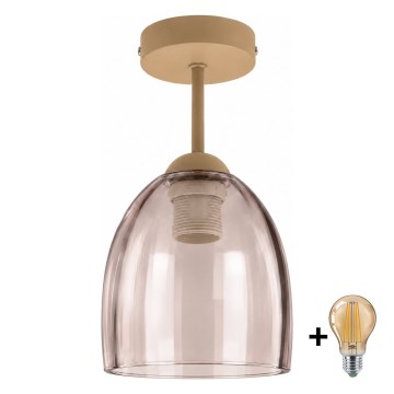 BRILAGI - LED Aufgesetzte Deckenleuchte RETRO GLASS 1xE27/60W/230V Ø 17 cm beige/rauchfarben beige