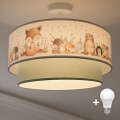 Brilagi-LED Aufgesetzte Kinder-Deckenleuchte BOBO 1xE27/60W/230V Ø 40 cm weiß/grün/Tiermotive
