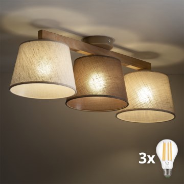 BRILAGI - LED aufgesetzter Kronleuchter LATTE 3xE27/15W/230V Kiefer/Mix