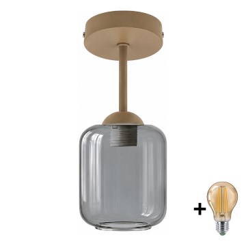BRILAGI - LED-Aufputz-Deckenleuchte RETRO GLASS 1xE27/60W/230V Ø 14 cm beige/rauchgrau