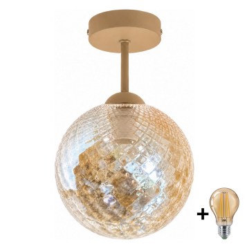 BRILAGI - LED Aufputz-Deckenleuchte RETRO GLASS 1xE27/60W/230V Ø 17 cm beige/rauchiges Beige