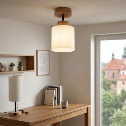 BRILAGI - LED-Aufputzleuchte RETRO GLASS 1xE27/60W/230V Ø 10 cm Eiche/Weiß