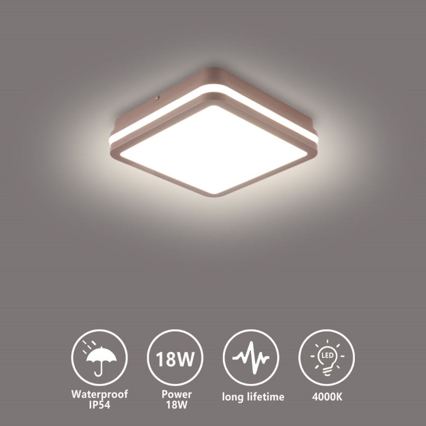 Brilagi - LED-Deckenleuchte für den Außenbereich BENE LED/18W/230V 21,5x21,5 cm braun IP54