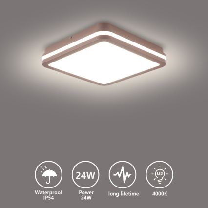 Brilagi - LED Außen-Deckenleuchte BENE LED/24W/230V 26x26 cm braun IP54