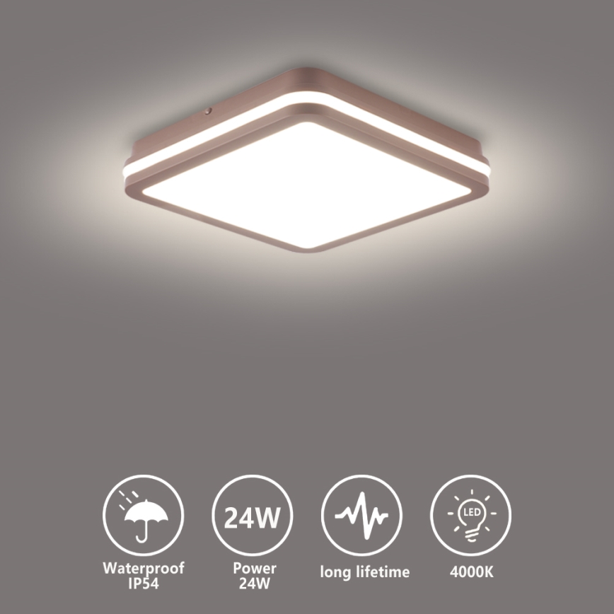 Brilagi - LED Außen-Deckenleuchte BENE LED/24W/230V 26x26 cm braun IP54