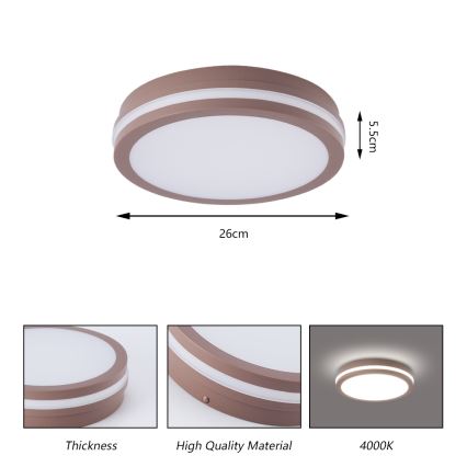 Brilagi - LED-Außen-Deckenleuchte BENE LED/24W/230V Ø 26 cm braun IP54