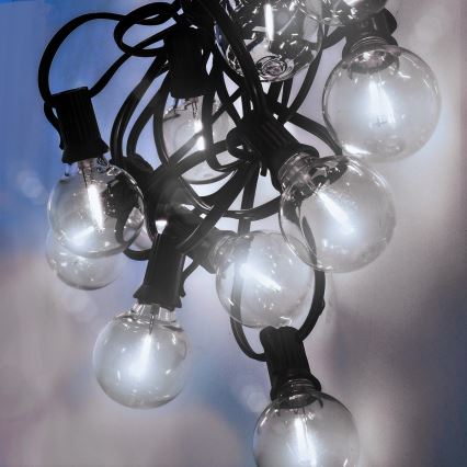 Brilagi - LED-Außen-Dekorations-Lichterkette GIRLANDA 25xE12/0,8W/230V 20m IP44 kaltweiß