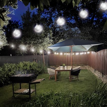 Brilagi - LED-Außen-Dekorations-Lichterkette GIRLANDA 25xE12/0,8W/230V 20m IP44 kaltweiß