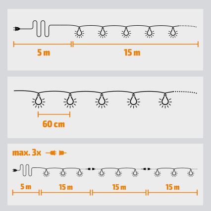 Brilagi - LED-Außen-Dekorations-Lichterkette GIRLANDA 25xE12/0,8W/230V 20m IP44 kaltweiß