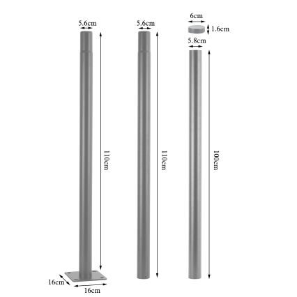 BRILAGI - LED Außen-Straßenleuchte mit 3 m Mast URBANSPARK LED/120W/230V grau IP65
