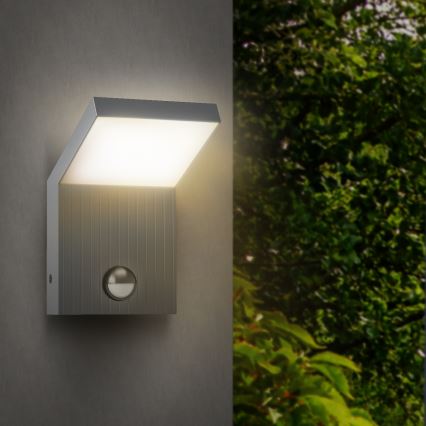 Brilagi - LED Außen-Wandleuchte mit Bewegungsmelder RIANO LED/8W/230V silber IP65