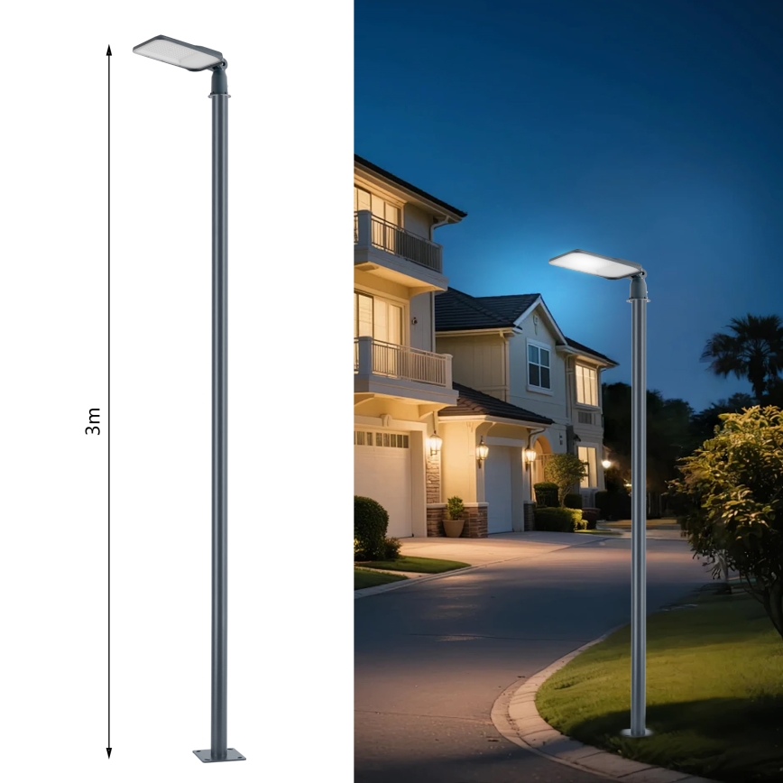 Brilagi - LED-Außen-Straßenleuchte mit Mast und Gelenk 3 m URBANLIGHT LED/100W/230V anthrazit IP65