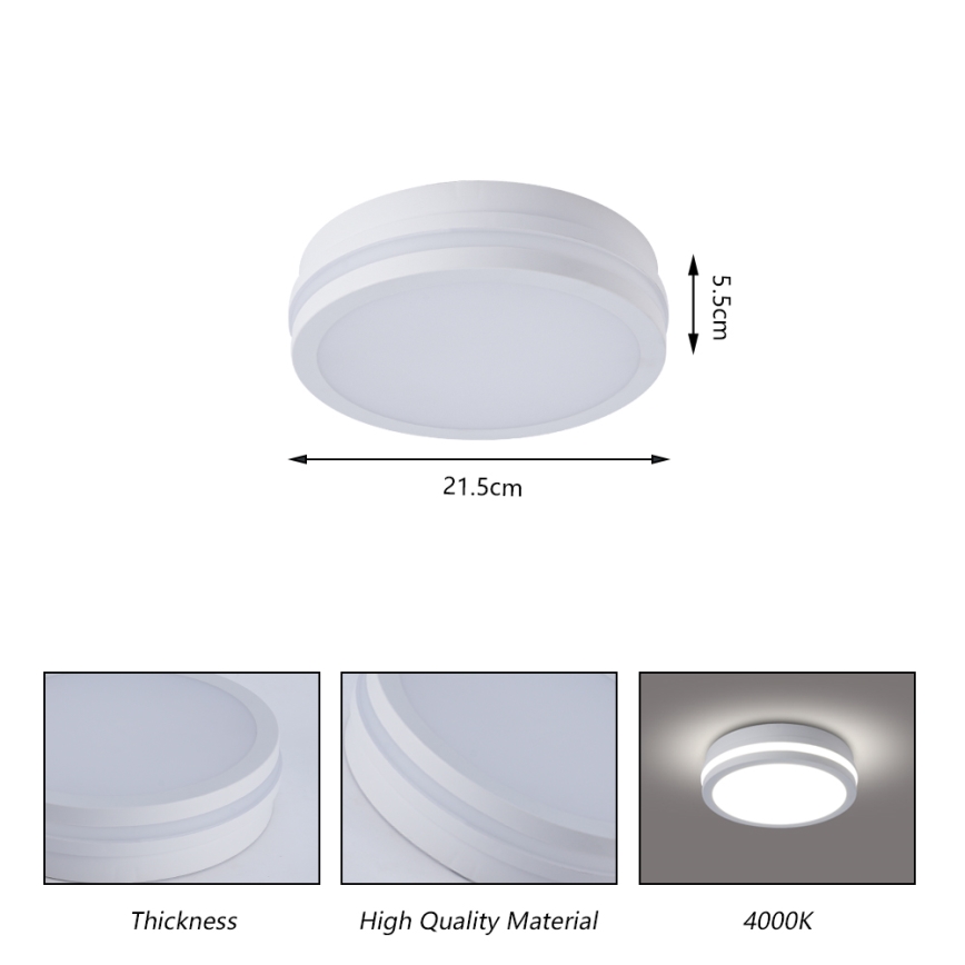 Brilagi - LED Außen-Deckenleuchte mit Sensor BENE LED/18W/230V Ø 21,5 cm weiß IP54