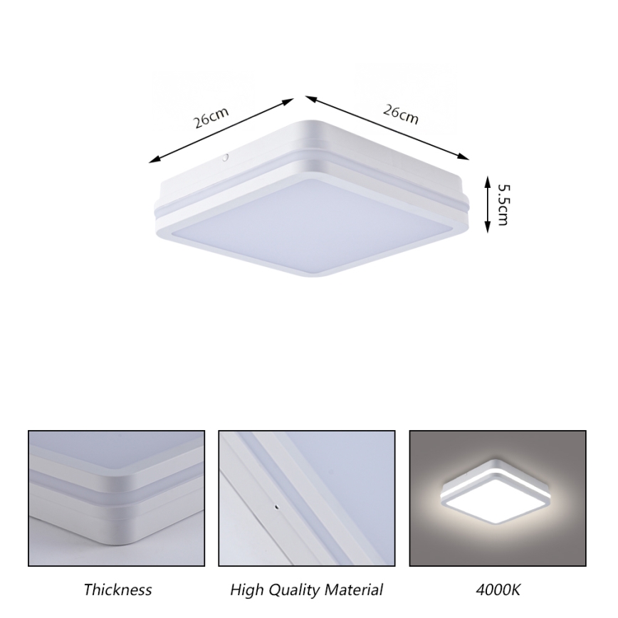 Brilagi - LED-Außenleuchte mit Sensor BENE LED/24W/230V 26x26 cm weiß IP54