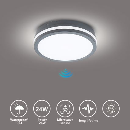 Brilagi - LED-Außenleuchte mit Sensor BENE LED/24W/230V Ø 26 cm anthrazit IP54